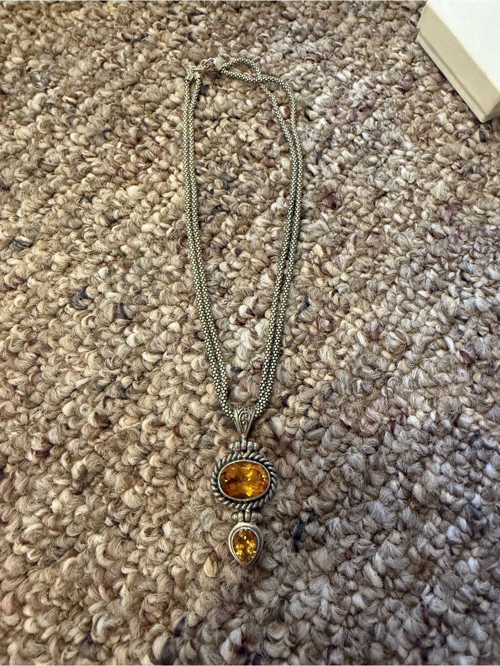 Amber Crystal Pendant Necklace - Women's Silver Tone Jewelry